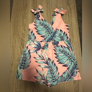 Girls tropical lightweight shorts romper